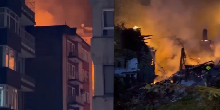 Bursa’da metruk bina alev alev yandı