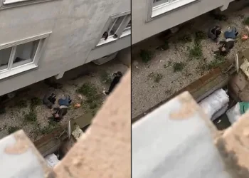 Eşinin üzerine bıçakla yürüdü, kendisini 2.kattan aşağıda buldu