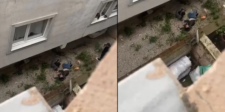 Eşinin üzerine bıçakla yürüdü, kendisini 2.kattan aşağıda buldu