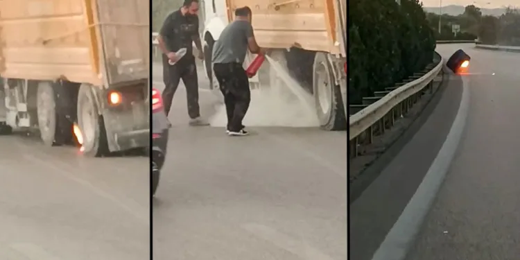 Bursa’da seyir halindeki kamyonun tekerleği uçtu