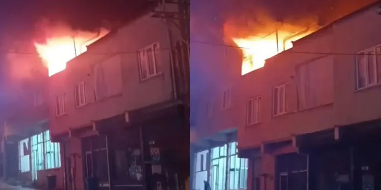 Bursa’da bir evin çatısı alev alev yandı
