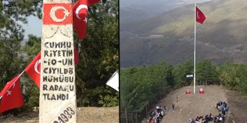 100. yıla özel 23 metre uzunluğunda bayrak