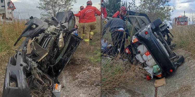 Bursa’da otomobil refüje uçtu