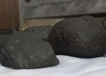 Mantar toplarken gök taşı buldu