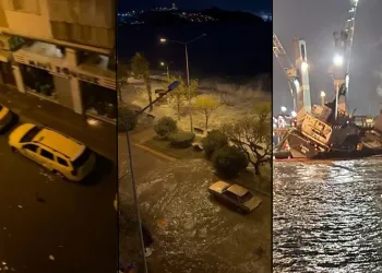 Bursa’da deniz taştı, gemi yan yattı