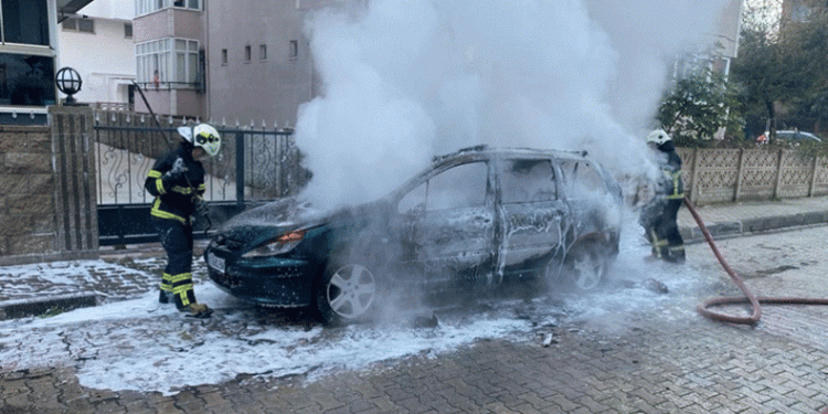 Kırklareli’de park halindeki otomobil alev aldı