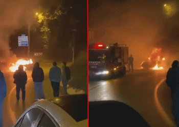 Bursa’da seyir halindeki otomobil alev alev yandı