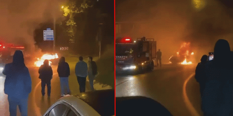 Bursa’da seyir halindeki otomobil alev alev yandı