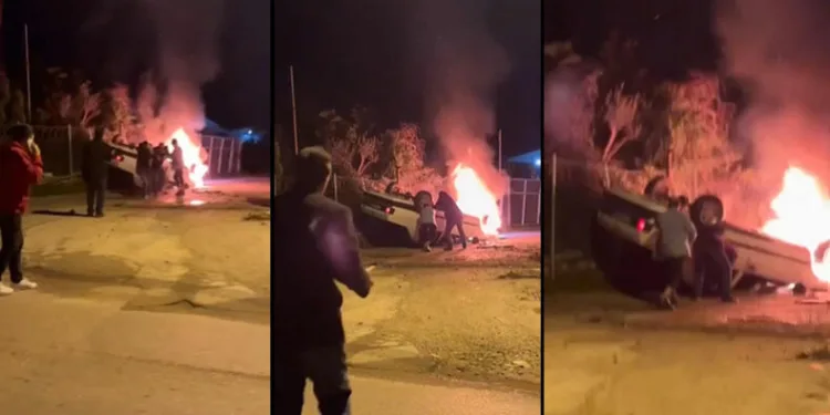 Takla atıp alev topuna döndü! İnanılmaz kurtuluş