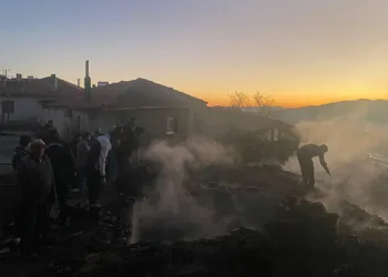 Karacasu’da çıkan yangında iki ev küle döndü