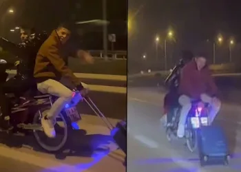 Bursa’da motosikletli gençlerin tehlikeli yolculuğu