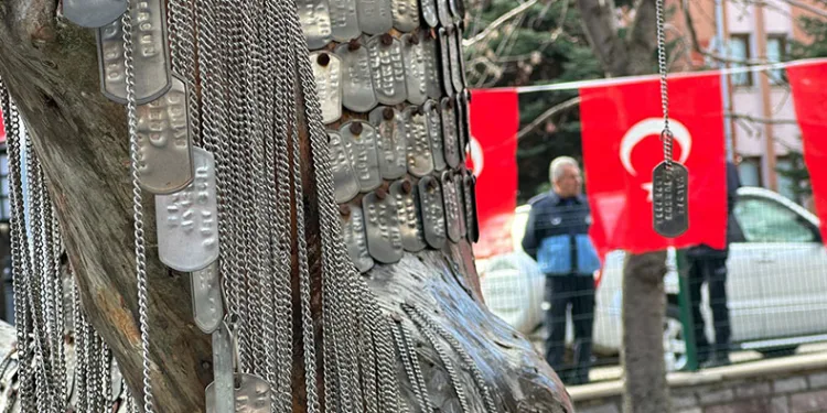 Kuzey Irak şehitlerinin künyeleri Şehit Ağacı’nda