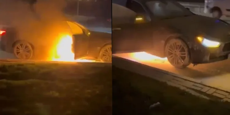 Seyir halindeki otomobil alev alev yandı