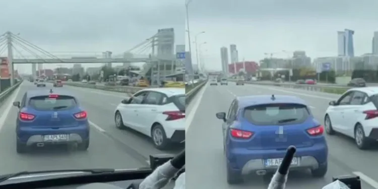 Sol şeritte ambulansa yol vermedi
