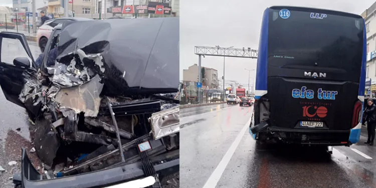 Yalova’da otomobil otobüse arkadan çarptı