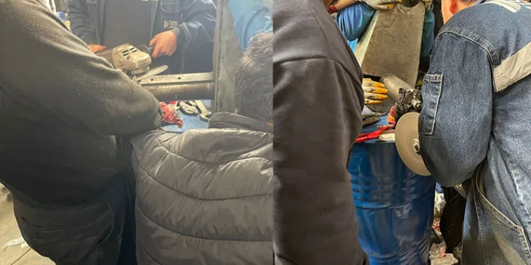 Kolunu pres makinesine kaptırdı