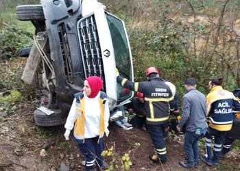 Ordu’da kamyonet devrildi