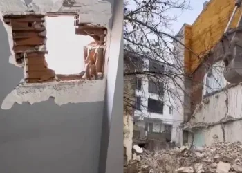 Hasarlı binayı yıkarken sağlam binaya zarar verdiler