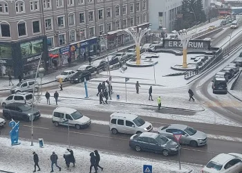 Erzurum’da kar yağışı etkili oluyor