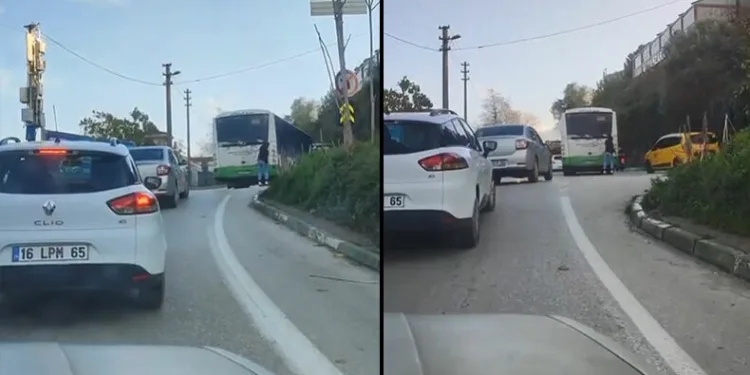 Bursa’da patenle tehlikeli yolculuk