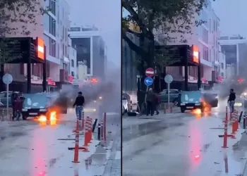 Bursa’da otomobil alevlere teslim oldu