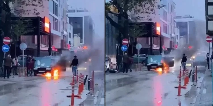 Bursa’da otomobil alevlere teslim oldu