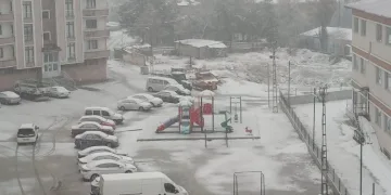 Aşkale güne kar yağışı ile başladı