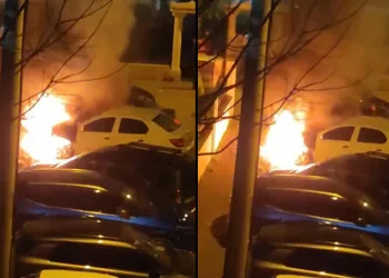 Bursa’da otoparktaki araç alev alev yandı