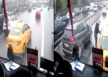 Taksi şoförü 25 yolcunun hayatını tehlikeye attı