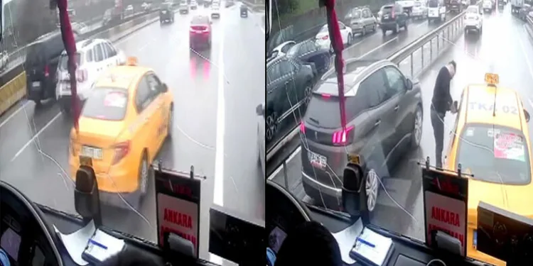 Taksi şoförü 25 yolcunun hayatını tehlikeye attı
