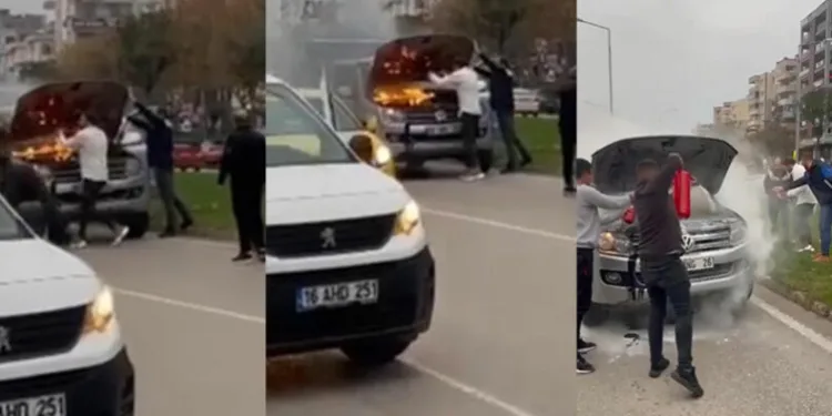 Bursa’da seyir halindeki araç alev aldı