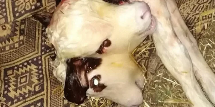 Tokat’ta çift başlı buzağı doğdu