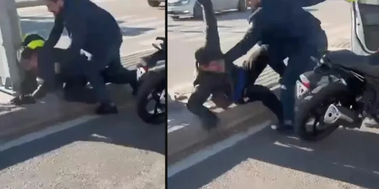 Motosiklet sürücüsünü kaskla darp eden şahıs yakalandı