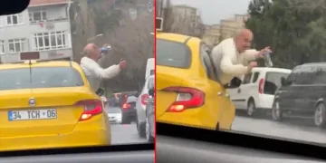 Taksinin camından sarktı, alkol aldı ve dans etti