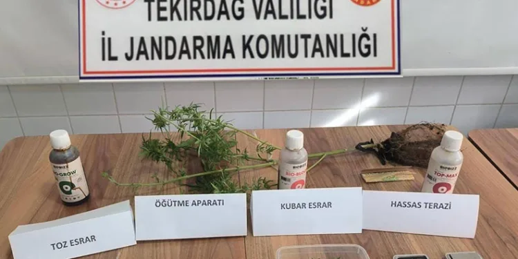 Evini uyuşturucu imalathanesine çeviren şüpheli jandarmaya yakalandı