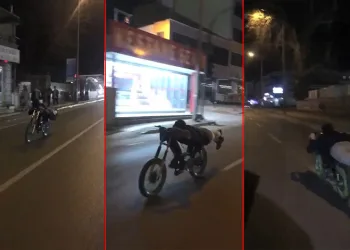 Bursa’da motosikleti yatarak kullandı, ölümle dans etti