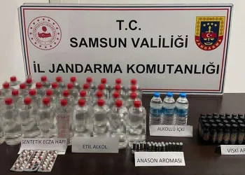 Samsun’da jandarma tarafından sahte içki ele geçirildi