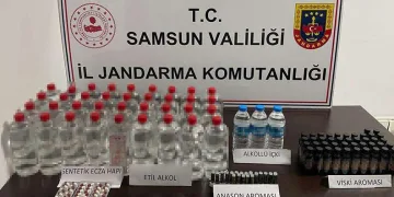 Samsun’da jandarma tarafından sahte içki ele geçirildi