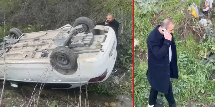 Bursa’da aracıyla takla atan şahıs, olayı espri yaparak anlattı