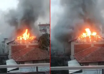 Bursa’da çatı alev alev yandı