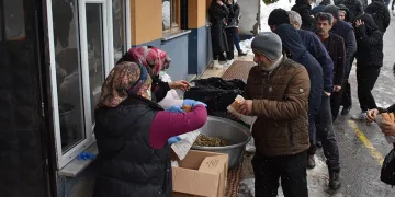 Geleneksel olan festivalde 1 ton hamsi pişti