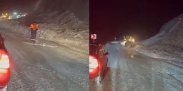 Erzurum’da karayoluna çığ düştü