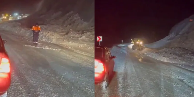 Erzurum’da karayoluna çığ düştü