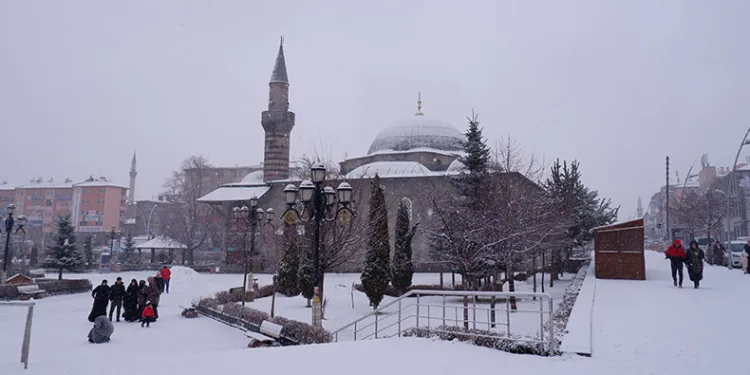 Erzurum’da kar yağışı etkili oluyor