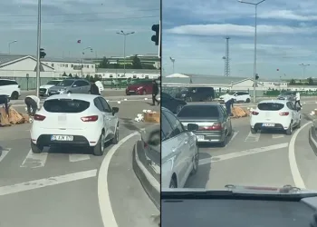 Bursa’da sürücülerin kamyonet sürücüsüne desteği