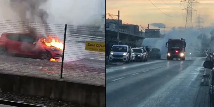 Bursa’da seyir halindeki otomobil alev alev yandı