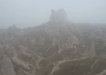 Sisin etkili olduğu Kapadokya dron ile görüntülendi