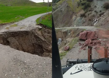 Heyelandan kapanan köy yolları ulaşıma açıldı