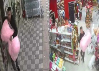 Girdiği marketten oyuncak ayı çaldı