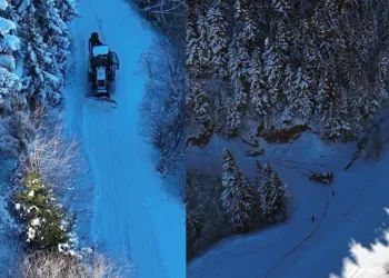 Karla mücadele çalışmaları dronla görüntülendi